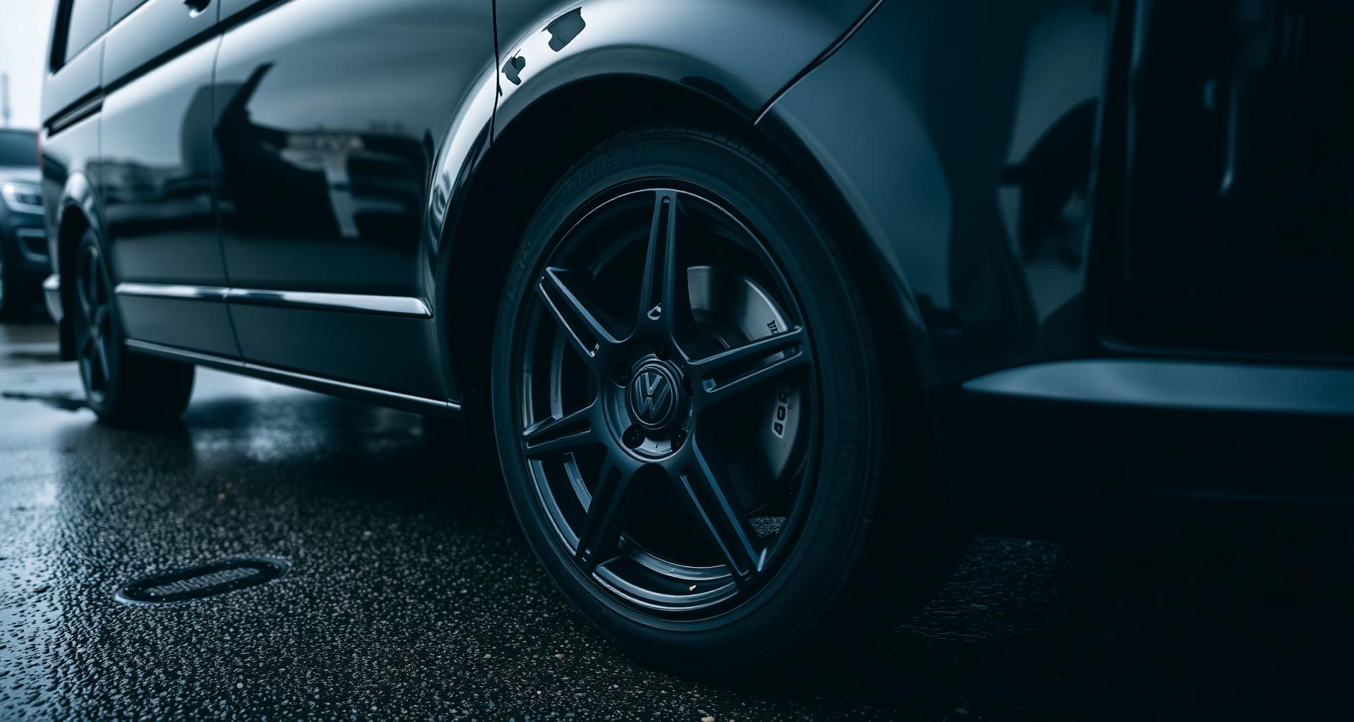Premium lichtmetalen velgen op zwarte VW Transporter